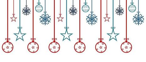 Christmas hanging baubles decoration colorful. Vector clipart