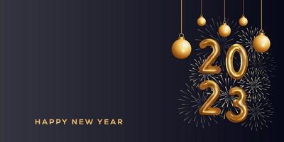 golden color happy new year 2023 background illustration with copy space area vector