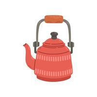 Simple red teapot for tea. Stock design isolated on a white background for websites and apps. Vector illustration