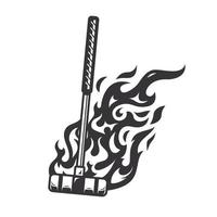silueta de logotipo de fuego de murciélago de croquet caliente. logotipos o iconos de diseño gráfico del club de croquet. ilustración vectorial vector