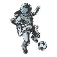 astronauta en el espacio. jugador de fútbol vector