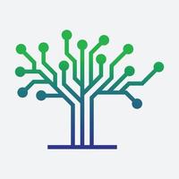 Circuit tree tech logo design. Innovative digital technology concept business icon. vector