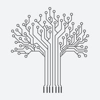 diseño de logotipo de tecnología de árbol de circuito. innovador icono de negocio de concepto de tecnología digital. vector