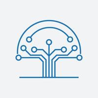 diseño de logotipo de tecnología de árbol de circuito. innovador icono de negocio de concepto de tecnología digital. vector