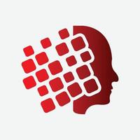 Brain Pixel Logo Vector Design