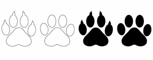 outline silhouette Paw prints icon set isolated on white background.paw print logo vector