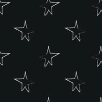 Doodle cosmic seamless pattern in childish style. Hand drawn abstract space stars. Black and white. vector
