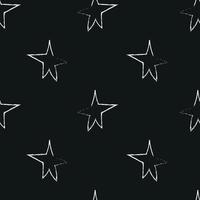 Doodle cosmic seamless pattern in childish style. Hand drawn abstract space stars. Black and white. vector