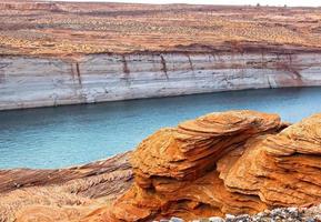 Unique Rock Formations Next To Arizona Waterway photo