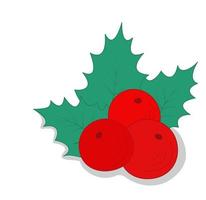 A set of holly berries. Isolated holly berry on a white background. Christmas. Vector illustration.