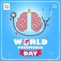 World Pneumonia Day, 3d illustration of a stethoscope and a lung shaped point and. Suitable for events vector