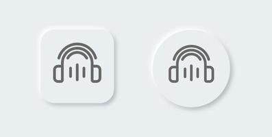 Headphones line icon in neomorphic design style. Earphones signs vector illustration.