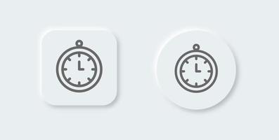 Clock line icon in neomorphic design style. Time signs vector illustration