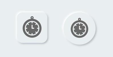 Clock solid icon in neomorphic design style. Time signs vector illustration