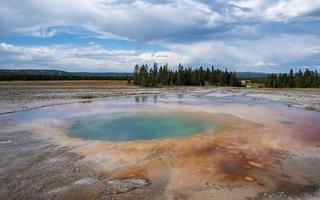 Scenic view of beautiful Grand Prismatic Spring at Yellowstone park in summer photo