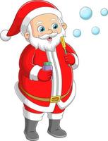 Santa claus blowing soap bubbles vector