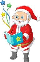 Santa claus reading a magic book vector