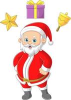 The Santa claus is confused with the choice for giving child at night vector