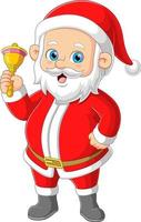 The Santa claus is holding a bell and standing while ringing the bell vector