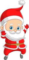 The cute santa claus is dancing and waving the hand with the happy expression vector