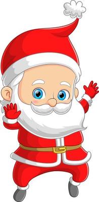 The cute santa claus is dancing and waving the hand with the happy expression