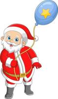 Santa claus holding blue balloon vector