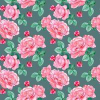 Seamless pattern with  roses and leaves vector