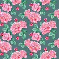 Seamless pattern with  roses and leaves vector