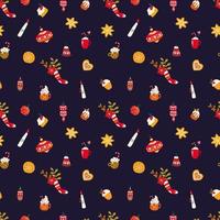 Seamless pattern with Christmas decorations. Design for fabric, textile, wallpaper, packaging, wrapping paper. vector