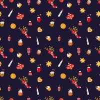 Seamless pattern with Christmas decorations. Design for fabric, textile, wallpaper, packaging, wrapping paper. vector