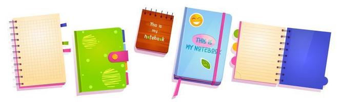 Notebooks, notepads, diary, planners vector