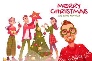 Merry Christmas and happy New year card vector