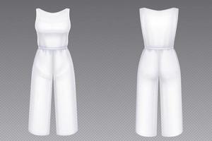 Woman white jumpsuit with pants mockup vector