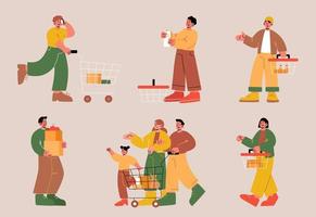 People in supermarket or grocery visitors in store vector