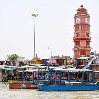 Garh Mukteshwar, Uttar Pradesh, India - June 11 2022 - People are taking holy dip on the occasion of Nirjala Ekadashi, A view of Garh Ganga Brij ghat which is very famous religious place for Hindus photo