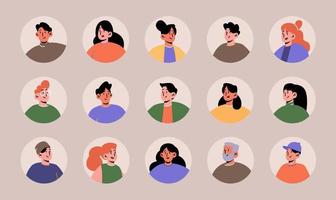 Avatars set with people face for social media vector