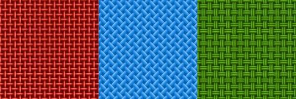 Textures of woven fabric, different wickers vector