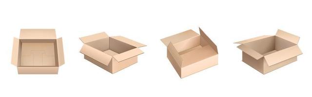 Cardboard boxes mockup, 3d vector cargo packages