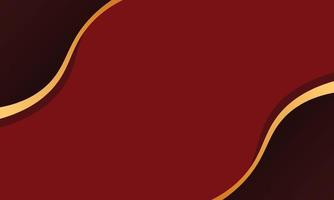 Red wave with gold line background. vector