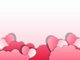 Red clouds with heart on white background. vector