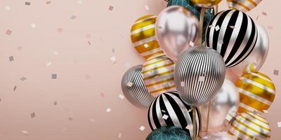 fiesta de fondo de globos pastel feliz año nuevo y navidad ilustración 3d foto