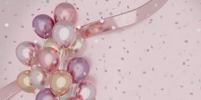 pastel balloons background party happy new year and christmas 3d illustration photo