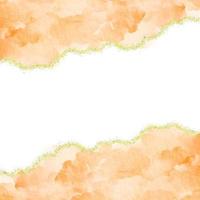 Orange Paper Gradient Watercolor Alcohol Ink Border With Gold Glitter Dust Confetti Square Background photo
