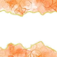 Orange Paper Gradient Watercolor Alcohol Ink Border With Gold Glitter Dust Confetti Square Background photo