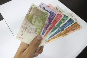 Pakistani currency mix note bundle photo