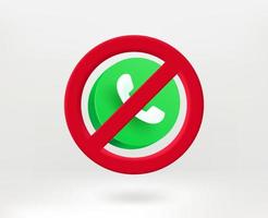 Do not call concept with green button. 3d vector illustration