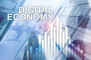 DIgital economy, financial technology concept on blurred background. photo