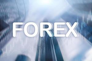 Forex trading and investment concept on double exposure blurred background. photo