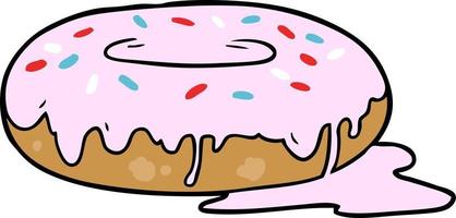 cartoon pink donut vector
