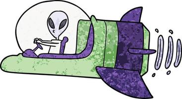 personaje alienígena vectorial en estilo de dibujos animados vector